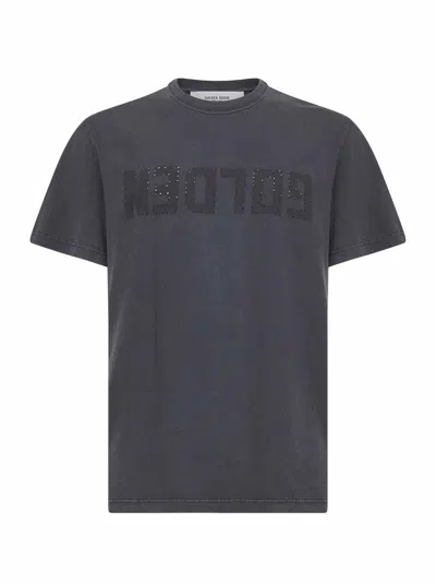 GOLDEN GOOSE GREY COTTON "GOLDEN" CREWNECK T-SHIRT