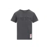 Golden Goose Distressed Charcoal Grey Short-sleeved T-shirt With Star Patch In Gray