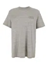 GOLDEN GOOSE GOLDEN GOOSE GREY COTTON T-SHIRT WITH FRONT AND BACK PRINTS