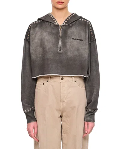 GOLDEN GOOSE GREY CROPPED SWEATSHIRT