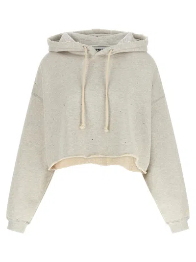 Golden Goose Crystal Hoodie Sweatshirt Gray