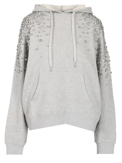 Golden Goose Grey Hoodie With Crystals In White