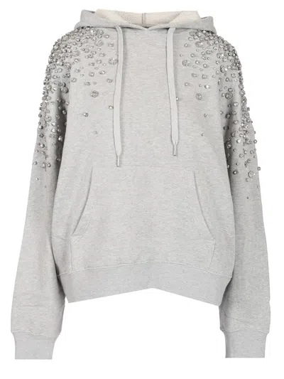 Golden Goose Grey Hoodie With Crystals Sweatshirts Grey
