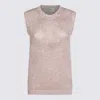 Golden Goose Mesh Knit Top With Sequins And Contrasting Details In Shadow Gray
