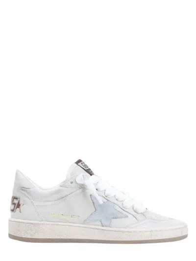 Golden Goose Grey Leather Ballstar Sneakers In White