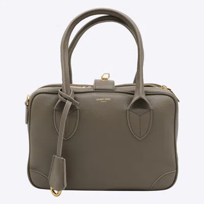 Golden Goose Grey Leather Top Handle Bag In Green