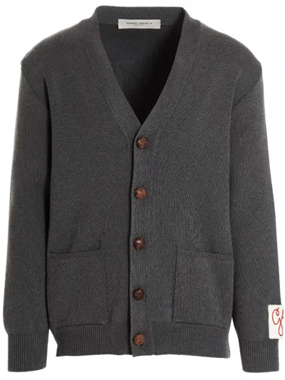 GOLDEN GOOSE GREY LOGO CARDIGAN