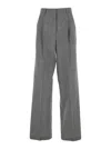 Golden Goose Grey Pants With All-over Prince Of Wales Print And Wide Leg In Wool Woman In Gray
