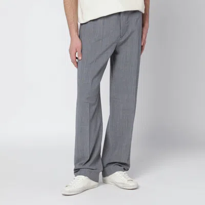 Golden Goose Prince Of Wales Tailored Trousers Belt Loops In Gray