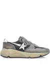 Golden Goose Running Sole In Green Suede With White Leather Star And Heel In Gray