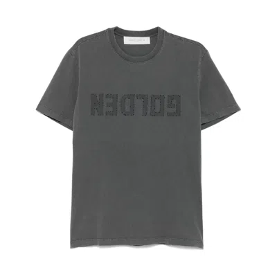 Golden Goose T-shirt In White Cotton With Iconic Logo Star In Gray