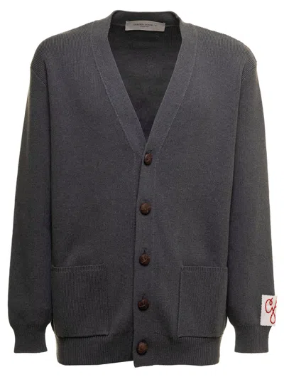 GOLDEN GOOSE GREY V NECK CARDIGAN