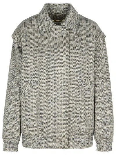 GOLDEN GOOSE GOLDEN GOOSE GREY WOOL BLEND BOMBER JACKET