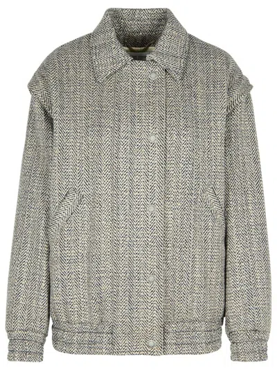 GOLDEN GOOSE GOLDEN GOOSE GREY WOOL BLEND BOMBER JACKET