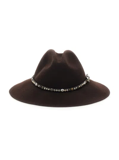 Golden Goose Gup01079 Studded Leather Band Fedora In Brown