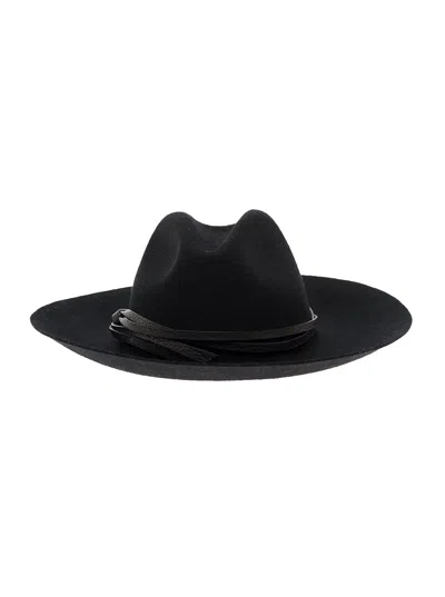 Golden Goose Gup01079 Wool Felt With Leather Straps Fedora In Black