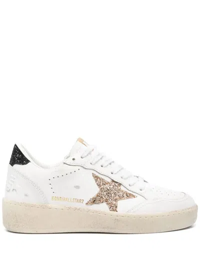 GOLDEN GOOSE BALLSTAR 2 LEATHER UPPER AND SPUR GLITTER STAR AND HEEL