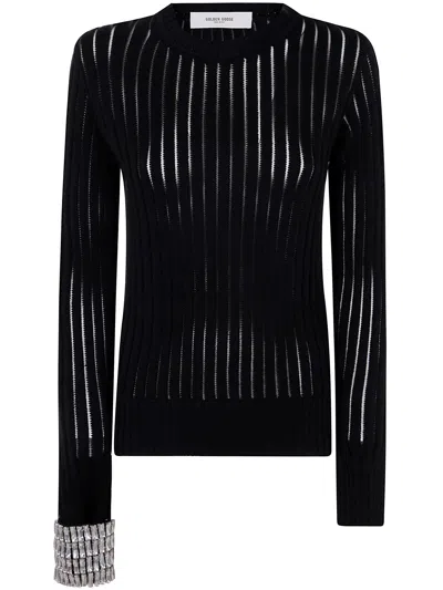 GOLDEN GOOSE JOURNEY W`S CREWNECK LONG SLEEVES NELLY NYLON /ORGANIC C,GWP02140.P001835.90100 90100 BLACK