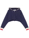 Golden Goose Drawstring Hood Short Cotton Sweatshirt In Blue