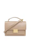 Golden Goose Deluxe Brand Structured Handbag With Gold-tone Clasp And Versatile Straps In Beige