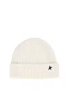 Golden Goose Deluxe Brand Star Patch Ribbed Beanie In Offwhite