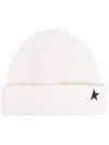 Golden Goose Deluxe Brand Star Patch Ribbed Beanie In Neutral