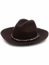 Golden Goose Wide-shaped Hat Adorned With Studs In 55429 Chicory Coffee