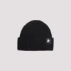 Golden Goose Mans Ribbed Black Wool Hat With Logo
