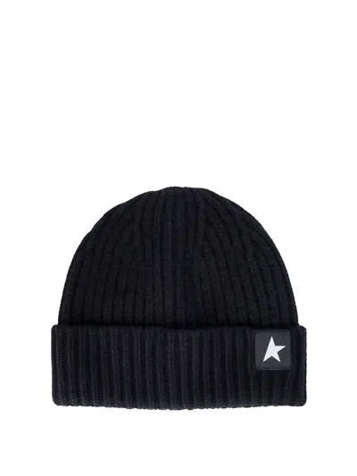 Golden Goose Star Wool Beanie In Black