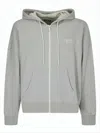 Golden Goose Heathered Crop Zip-up Hoodie With Drawstring And Front Pockets In Gray