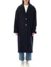 Golden Goose Heraldic Buttons Single-breasted Cocoon Coat In Black