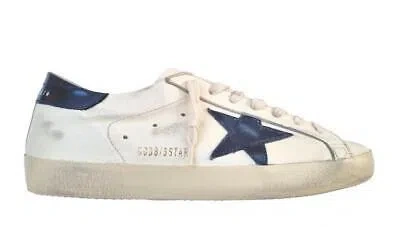 Pre-owned Golden Goose Herrenschuhe Sneakers Vintage Superstar 15430 Weiss Blau