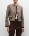 Golden Goose Herringbone Boxy Wool Jacket In Beige/brown/bluette