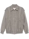 Golden Goose Wool Blend Herringbone Bomber Jacket In Black