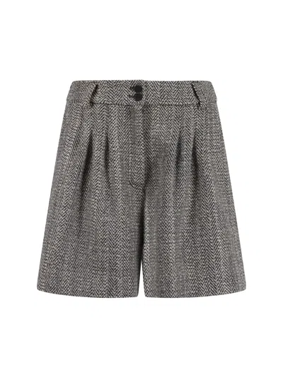 GOLDEN GOOSE HERRINGBONE PLEATED SHORT PANTS