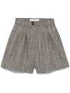 Golden Goose Herringbone Print Wool Shorts In Gray