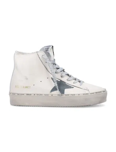 Golden Goose Radiant Star Lace-up Sneakers In White Silver Blue