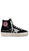 Golden Goose Hi Francy Suede Platform Sneakers In 黑色&银色