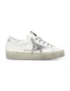 Golden Goose Hi Star Sneakers With Star And Heel Tab In Metallic Silver In White Silver