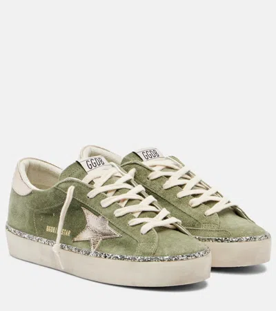 Golden Goose Hi Star Glitter-trimmed Suede Sneakers In Green