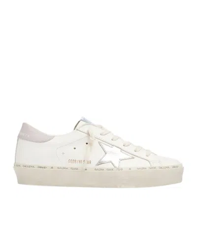 Golden Goose Hi Star With Leather Star Sneakers In White