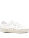 Golden Goose 'hi Star' White Low Top Sneakers With Laminated Star Patch On The Side In Purple