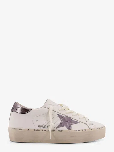 Golden Goose Hi Star Leather Sneakers With Side Logo In White