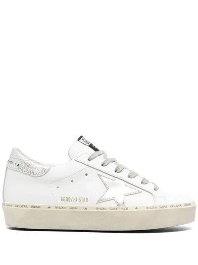 Golden Goose Hi Star Leather Upper Laminated Leather Sneakers In White