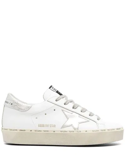 GOLDEN GOOSE HI STAR LEATHER UPPER LAMINATED LEATHER SNEAKERS