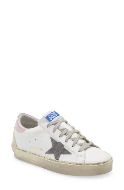 Golden Goose Hi Star Low Top Platform Sneaker In White/grey/salmon