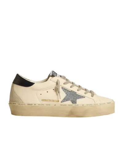 Golden Goose Hi Star Ltd In Nappa With Crystal Star And Dark Blue Heel Tab In Nude
