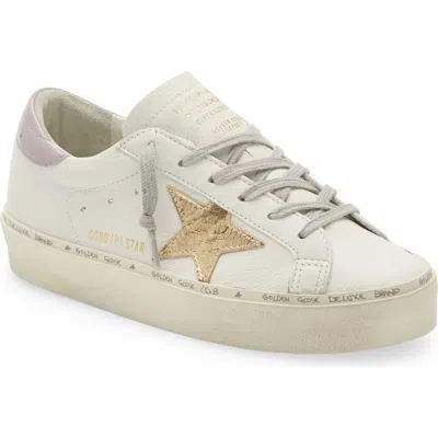 Golden Goose Hi Star Platform Sneaker In White/gold/lilac