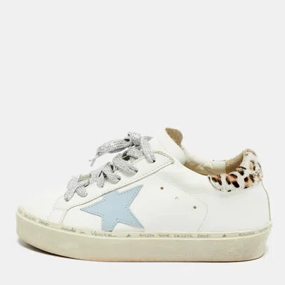 Pre-owned Golden Goose Hi Star Size 35 White/brown Calf Hair And Leather Low Top Sneakers