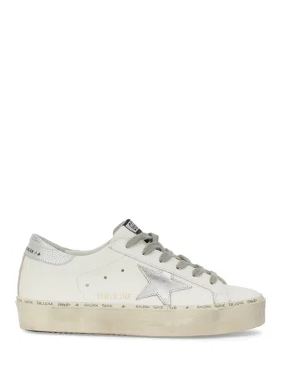 Golden Goose Distressed White Leather Low-top Sneakers In Multi